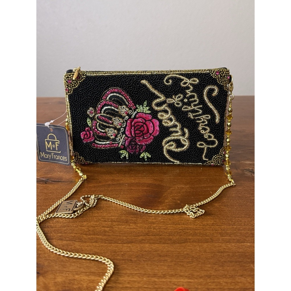 Mary Frances Queen Of Everything Crossbody Clutch Purse Beaded Phone Bag Y2K